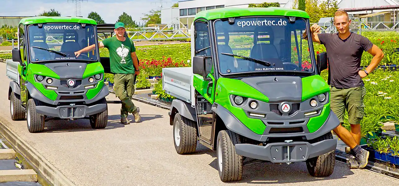 Veicolo elettrico per traino e trasporto in vivai e serre